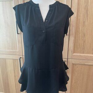 Mossimo Cap Sleeve Black Peplum Blouse